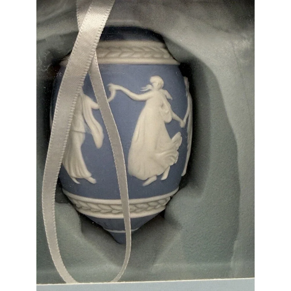 Wedgwood Jasperware Dancing Hours Blue/white Christmas Ornament Porcelain Boxed